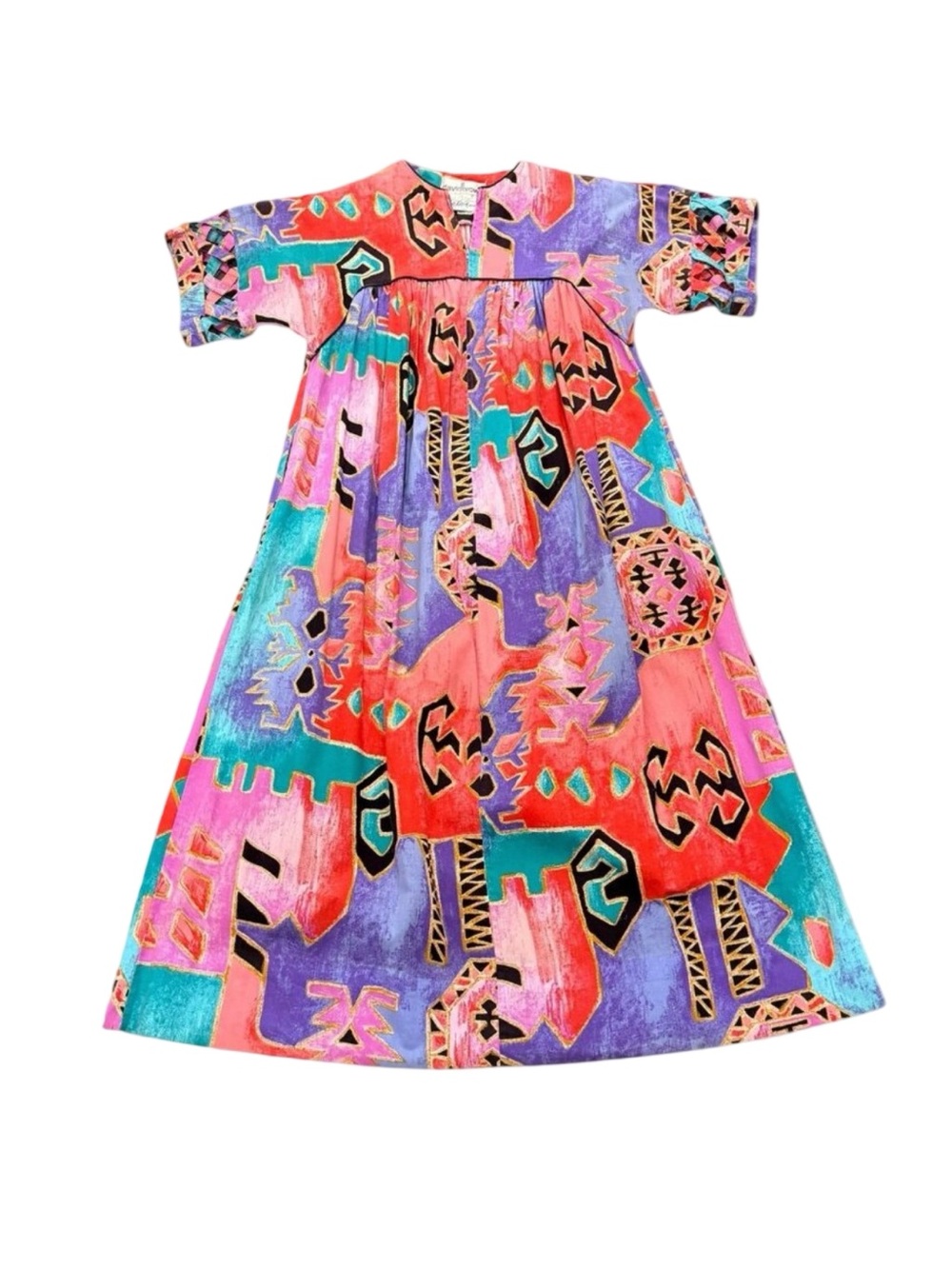 Vintage 80s David Brown Saks Fifth Avenue Abstract Maxi Dress USA Made